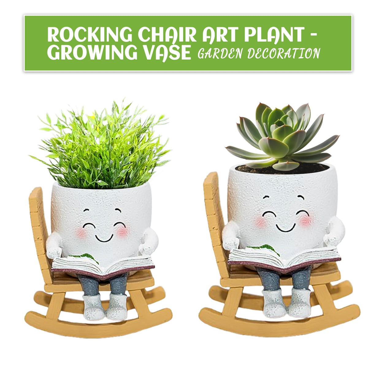 Toparad personality planter adds whimsy to shelves and desks