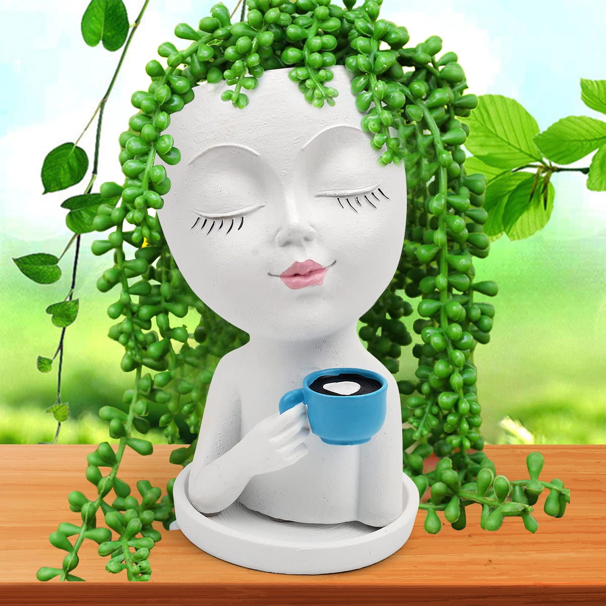 Toparad Premium resin Face Pot withstands indoor and outdoor use.
