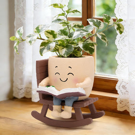 Toparad reading-book planter side view adds literary charm to spaces.