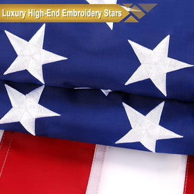 TOPFLAGS American flag 4x6 embroidery close-up of 50 stars for premium quality