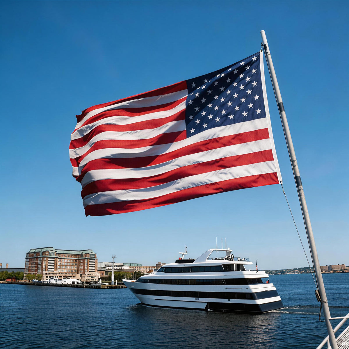 Embroidered stars and stripes detail for durable outdoor display