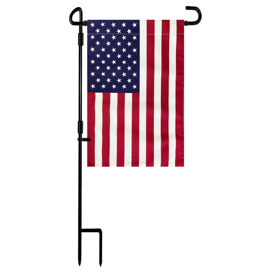 topflags garden flag stand fully assembled for easy outdoor display.