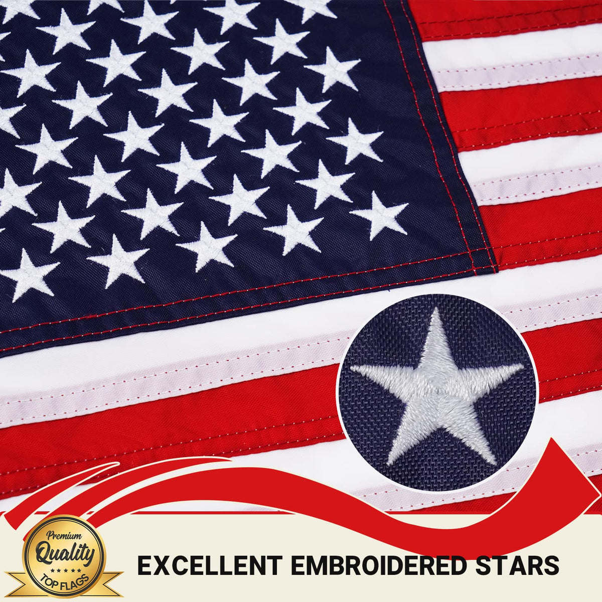 TopFLAGS nylon US flag with brass grommets withstands wind and rain