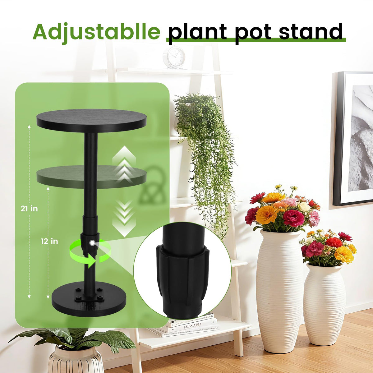 Topfurn tall planter fit supports square, round, and tapered pots