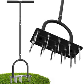 TOPHDY aerator lawn tool with 15 spikes enhances soil aeration for lush turf