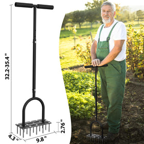 TOPHDY black aerator tool for DIY lawn care and easy soil penetration