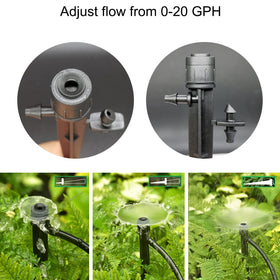 Topiverse adjustable emitter cap enabling 0-20 GPH control.