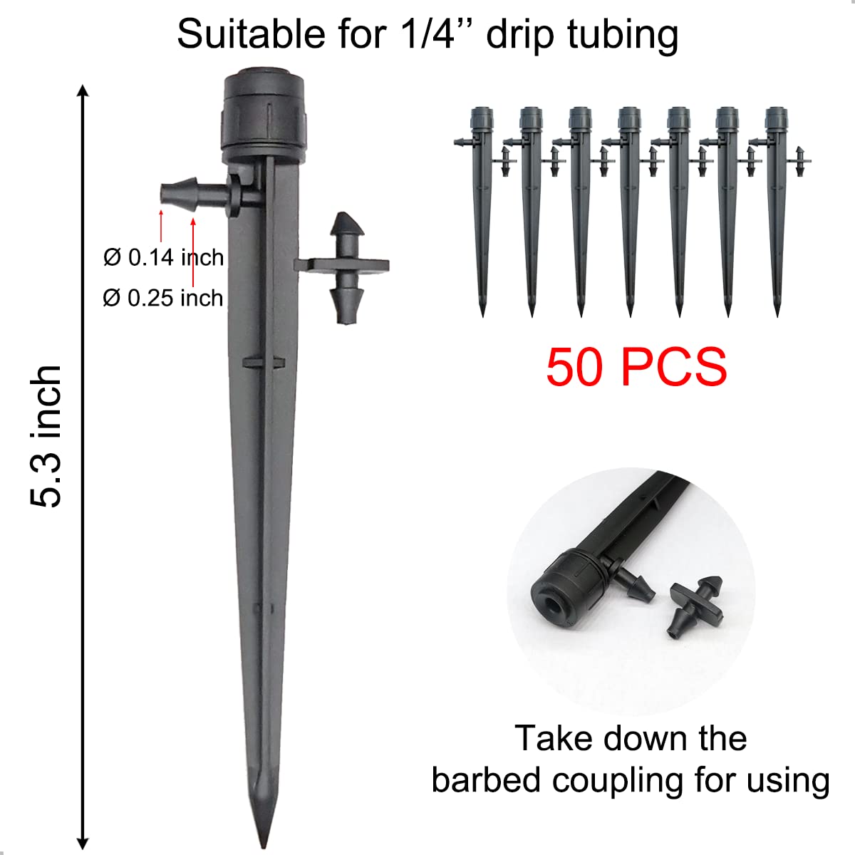 Topiverse barbed couplings for easy tubing connections