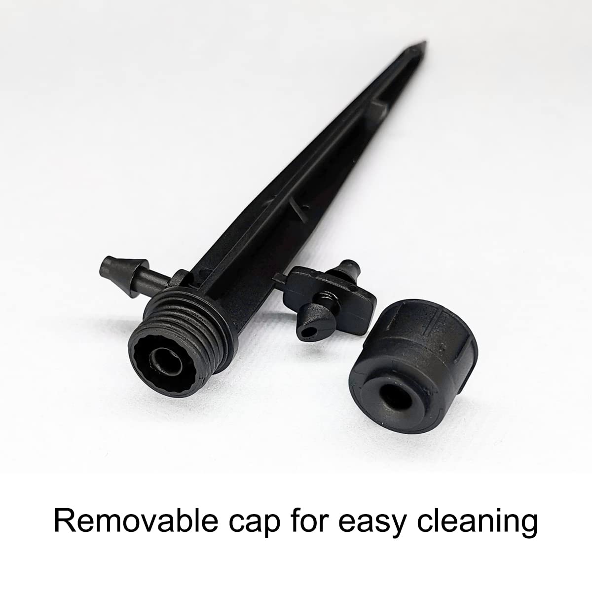 Topiverse emitter with removable cap for easy cleaning.