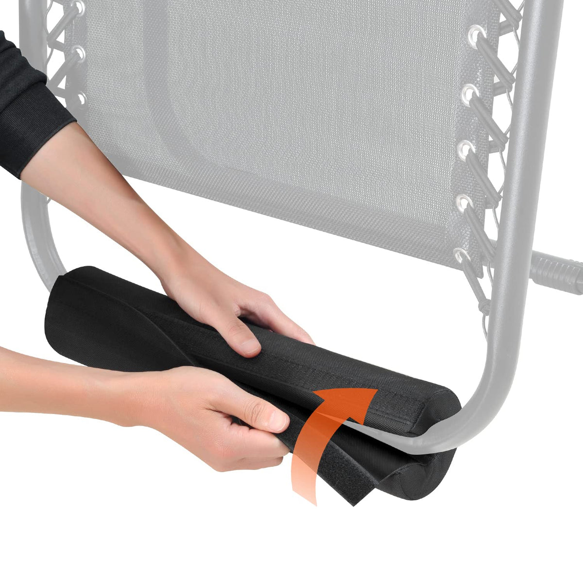 TOPJUM foot rest cushion on a standard chair demonstrates broad compatibility