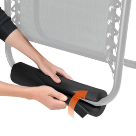 TOPJUM foot rest cushion on a standard chair demonstrates broad compatibility