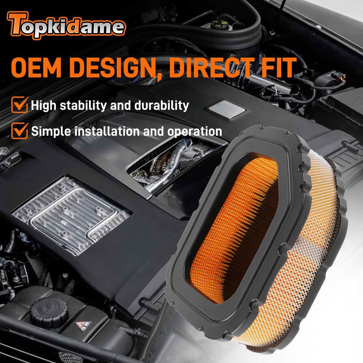 Topkidame replacement filter beside tools for quick at-home service.