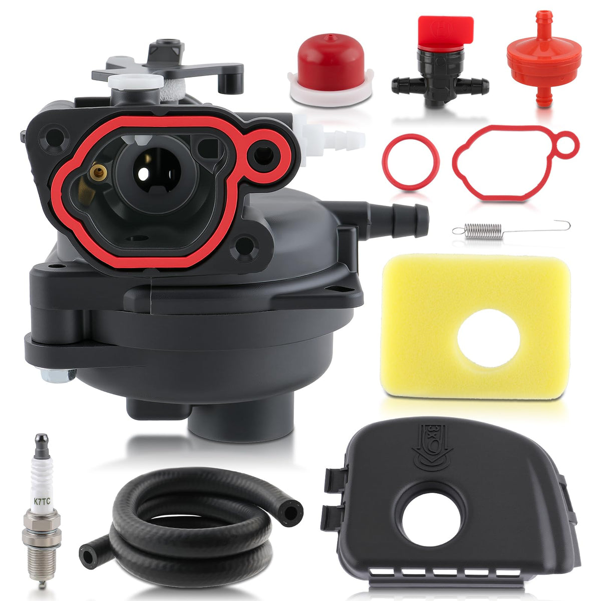 Topkidame carburetor package kit with complete tune-up components for compatible engines.