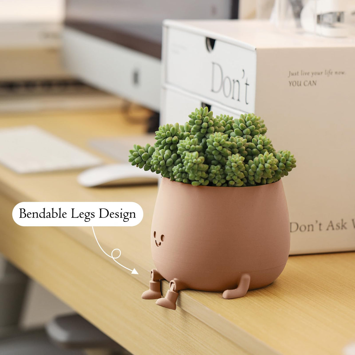 TOPOLA Happy Face Planter bendable legs enable charming windowsill or shelf display.