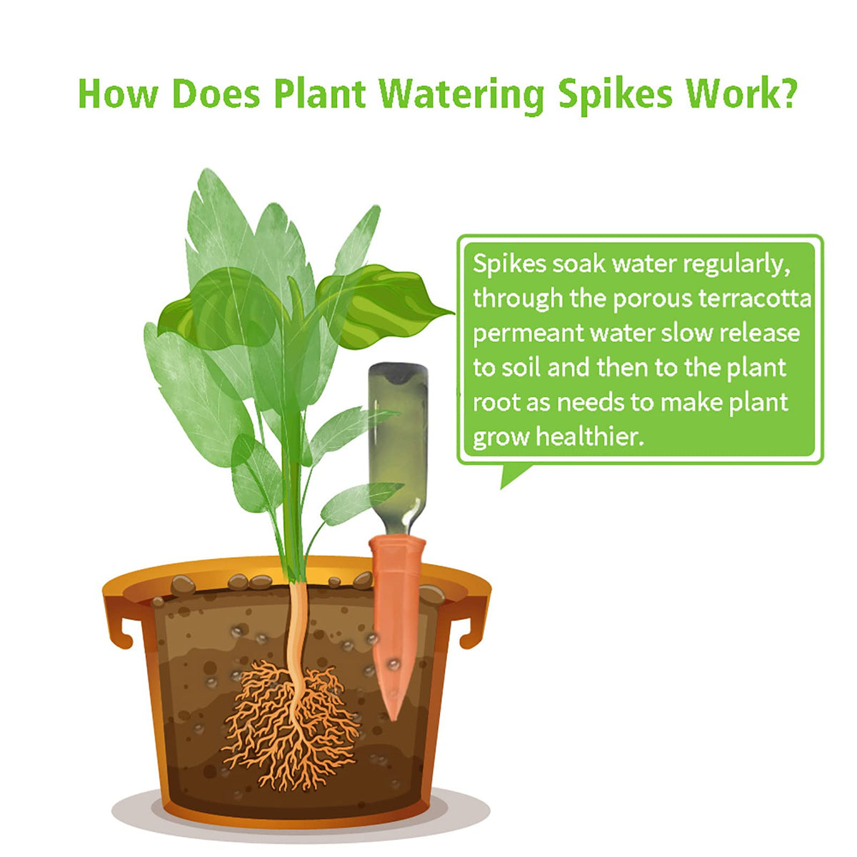 TopSome terra cotta spikes auto-watering soil-release for vacation plant care
