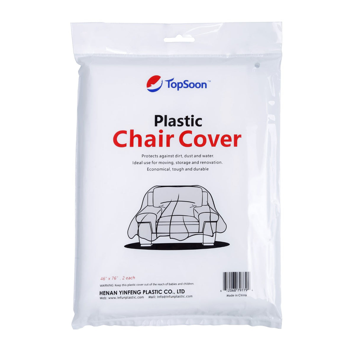 TopSoon heavy-duty plastic chair cover 76x46 inches protects chairs during storage