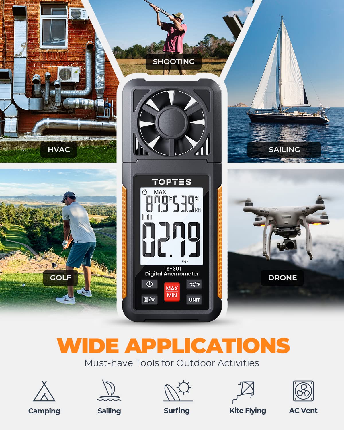TopTes TS-301 humidity and temperature sensor helps monitor environmental conditions.