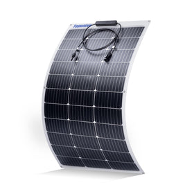 Topunive 100W flexible panel on curved boat surface provides off-grid charging