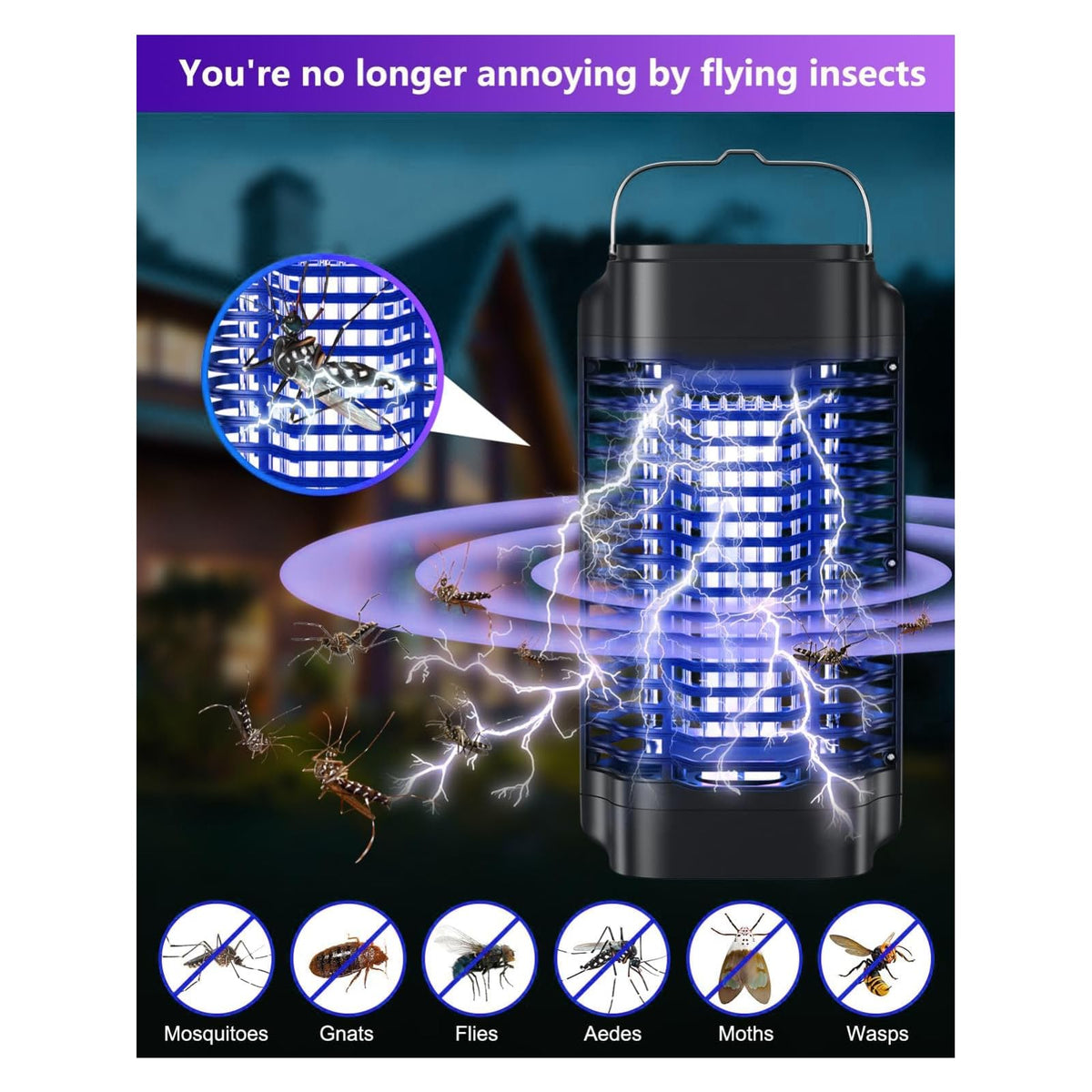 Topwowe Bug Zapper removable tray and brush simplify after-use cleaning.