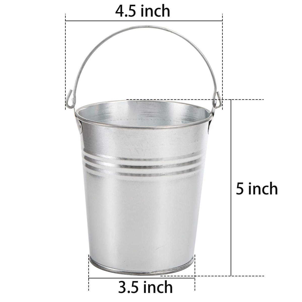 TOPZEA galvanized bucket with handle for easy hanging decor.