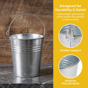 TOPZEA buckets used as rustic centerpiece displays.