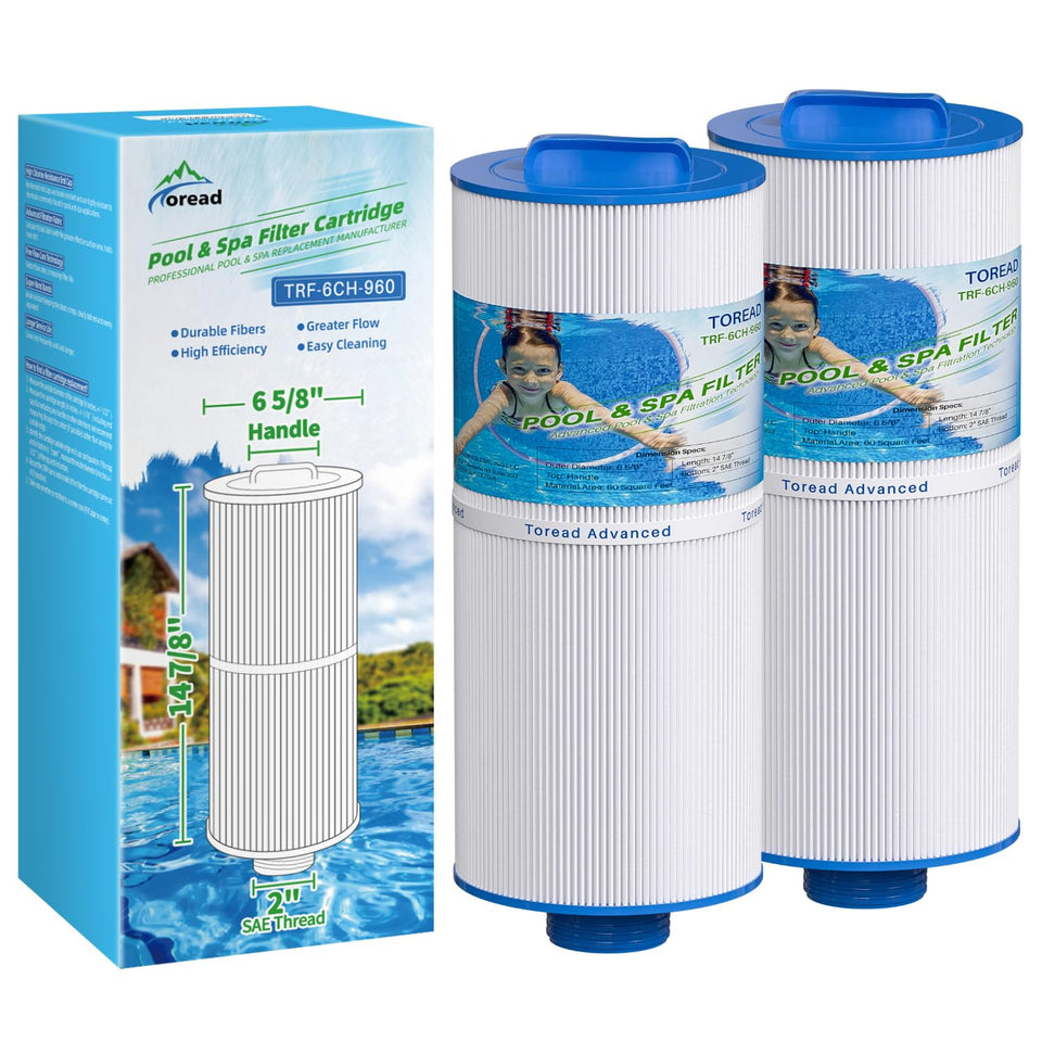 TOREAD 6CH-960 spa filter closeup showing trilobal fabric for efficient filtration