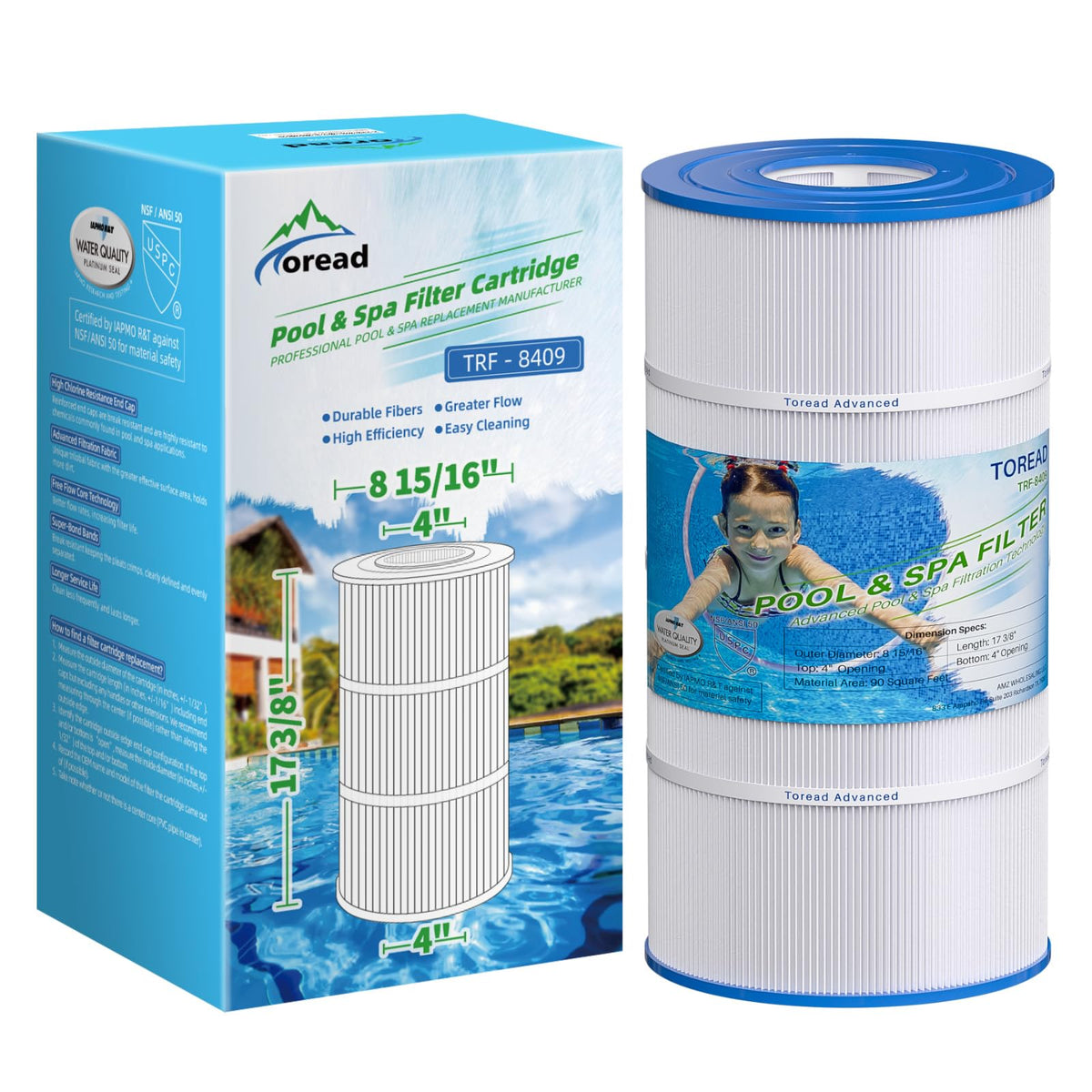 TOREAD pool filter assembly shown with reinforced construction for durability
