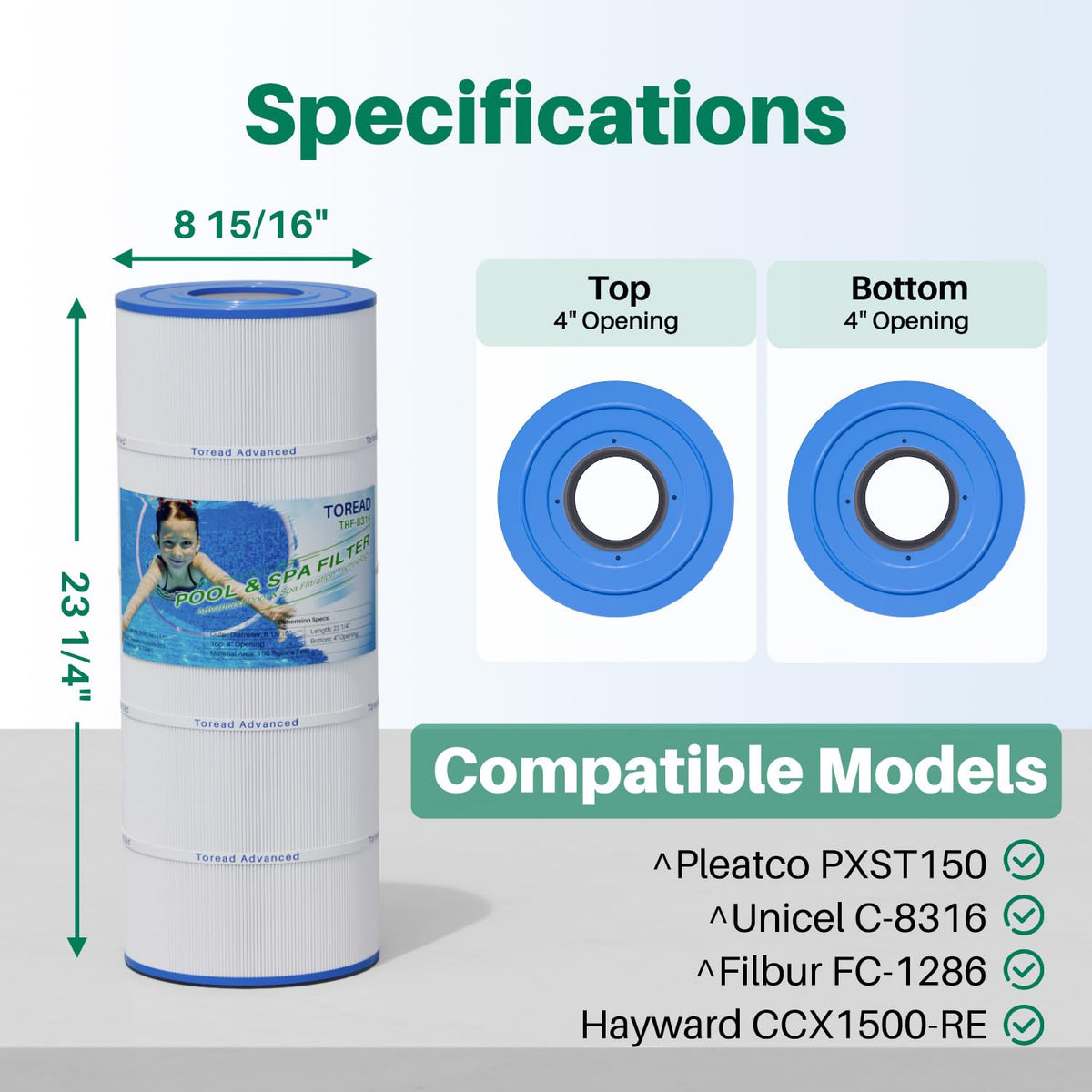 TOREAD TRF-8316 compatibility with Hayward CCX1500 for easy part swaps