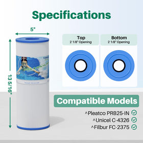 TOREAD spa filter end-cap reinforcement visible for durable performance.