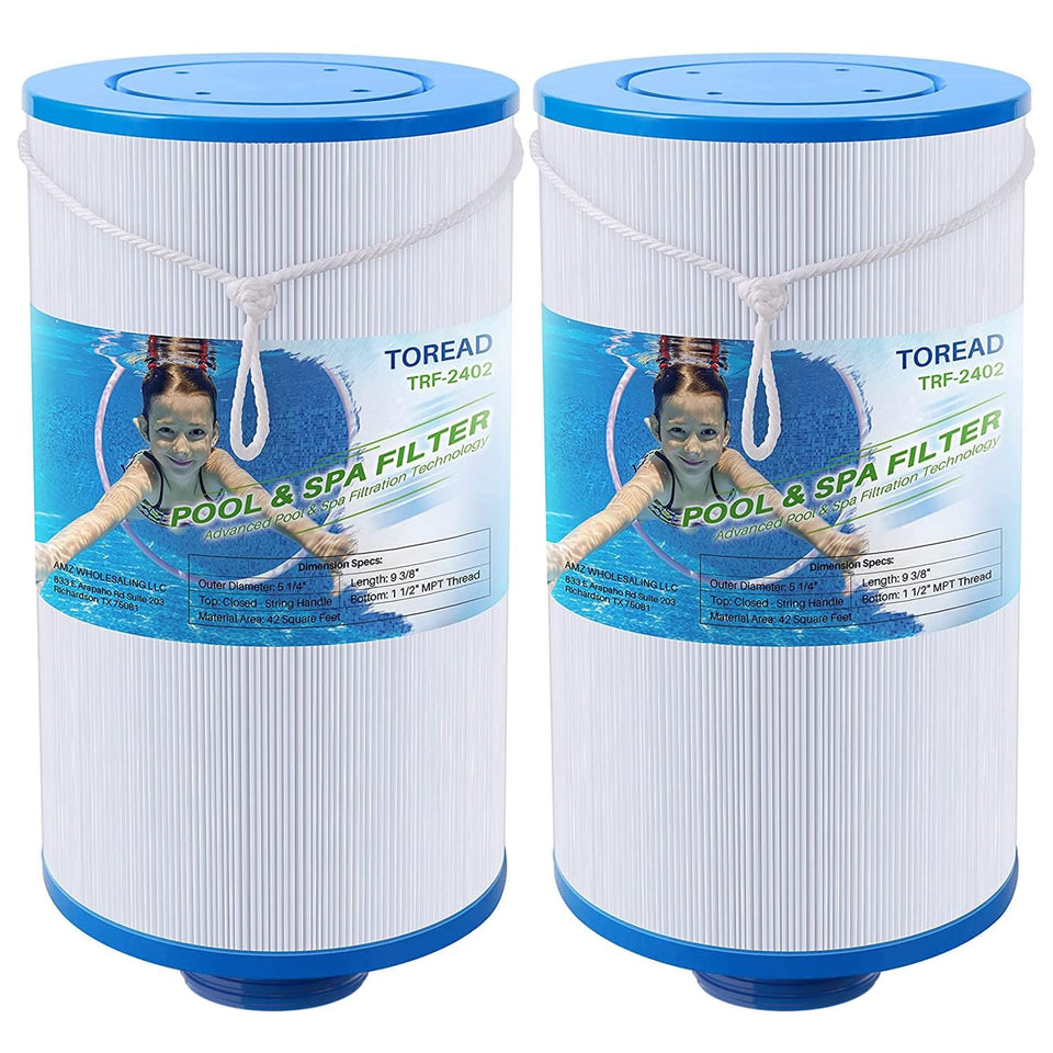 TOREAD spa filter TRF-2402 2-pack box for easy replacement and compatibility.
