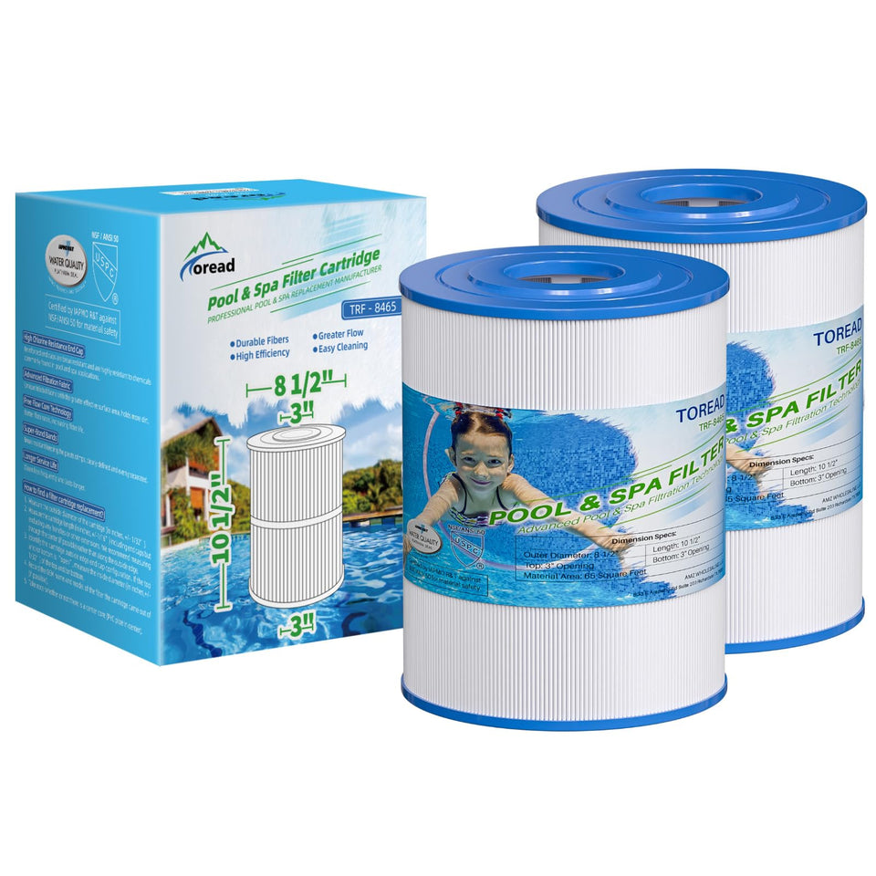 TOREAD Watkins 31114 replacement spa filter close-up showing trilobal fabric for efficient filtration.