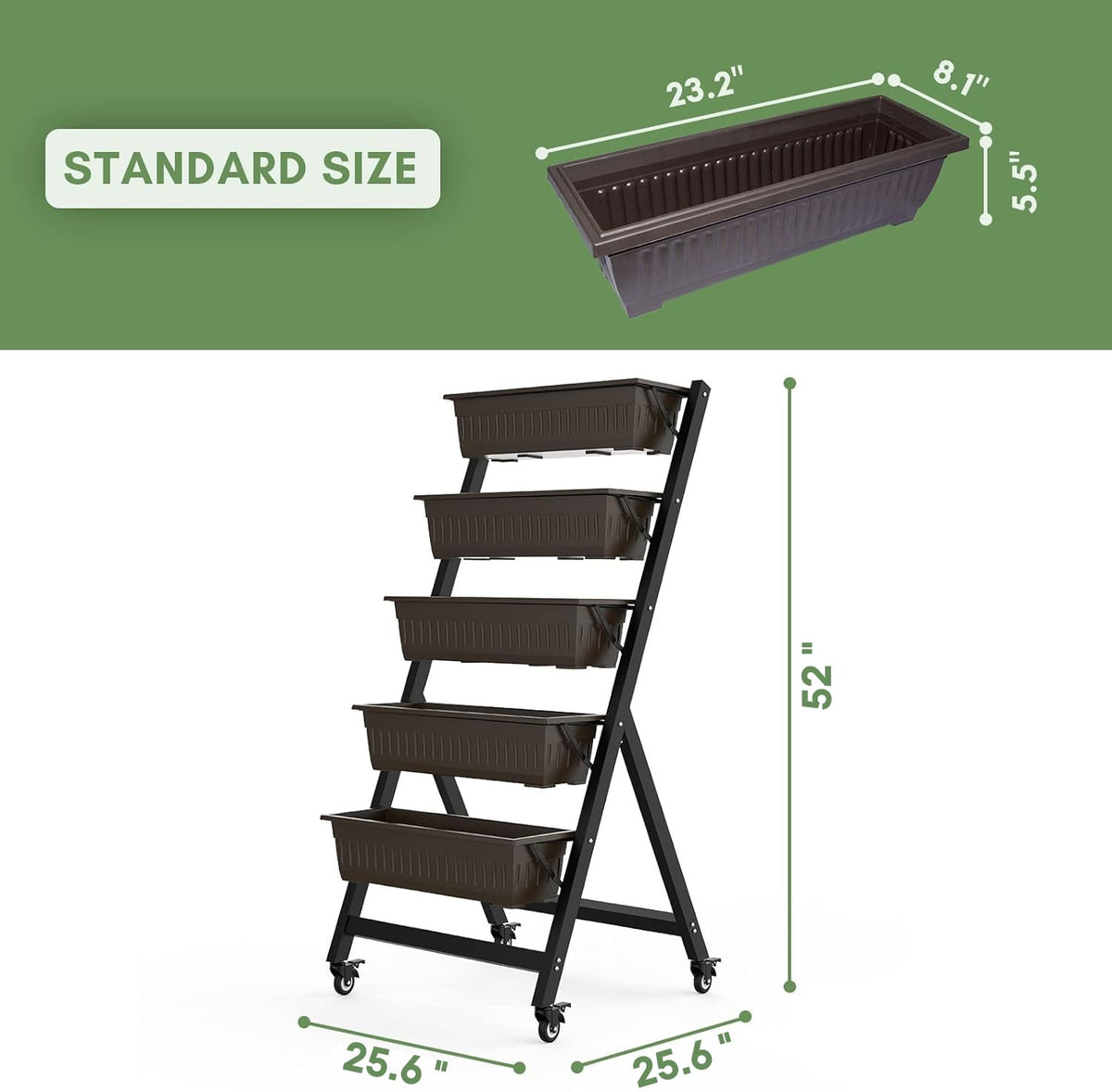 TOREVSIOR vertical planter with wheels for easy relocation