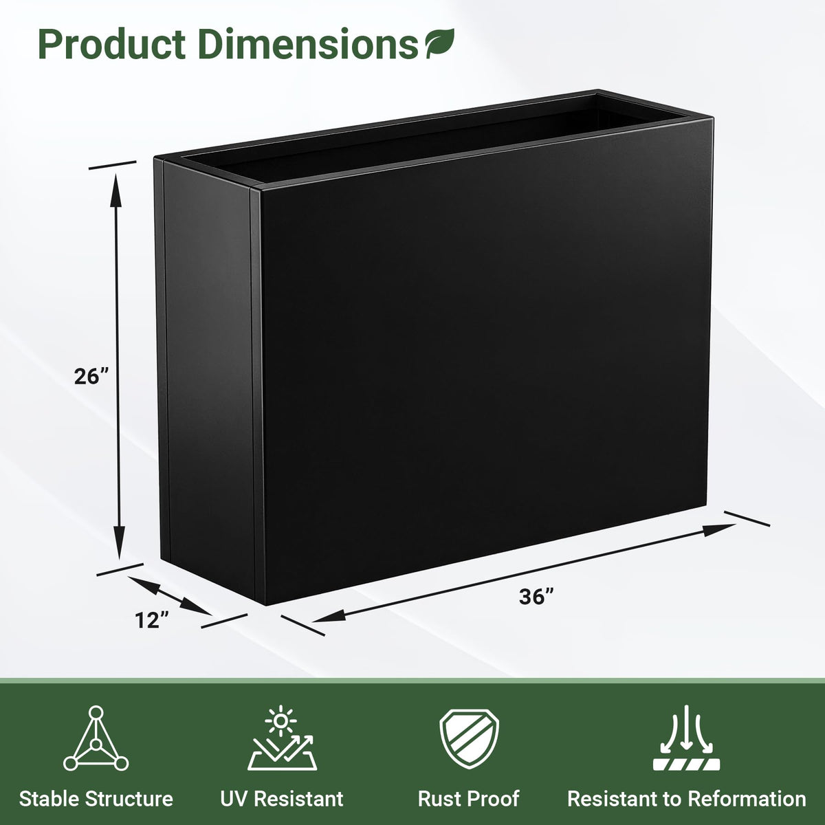 Toriexon planter box side view highlighting ample planting space