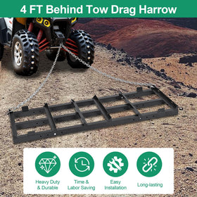 Toriexon drag harrow with 4 ft chain boosts traction and turns