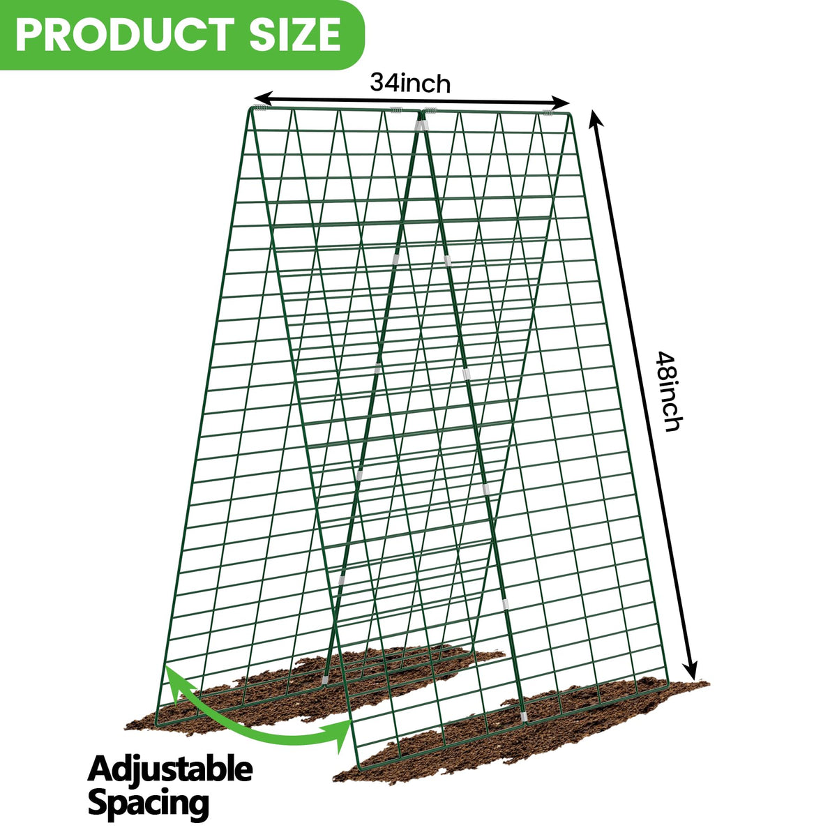 Toriexon cucumber trellis with spring connector shows easy assembly.