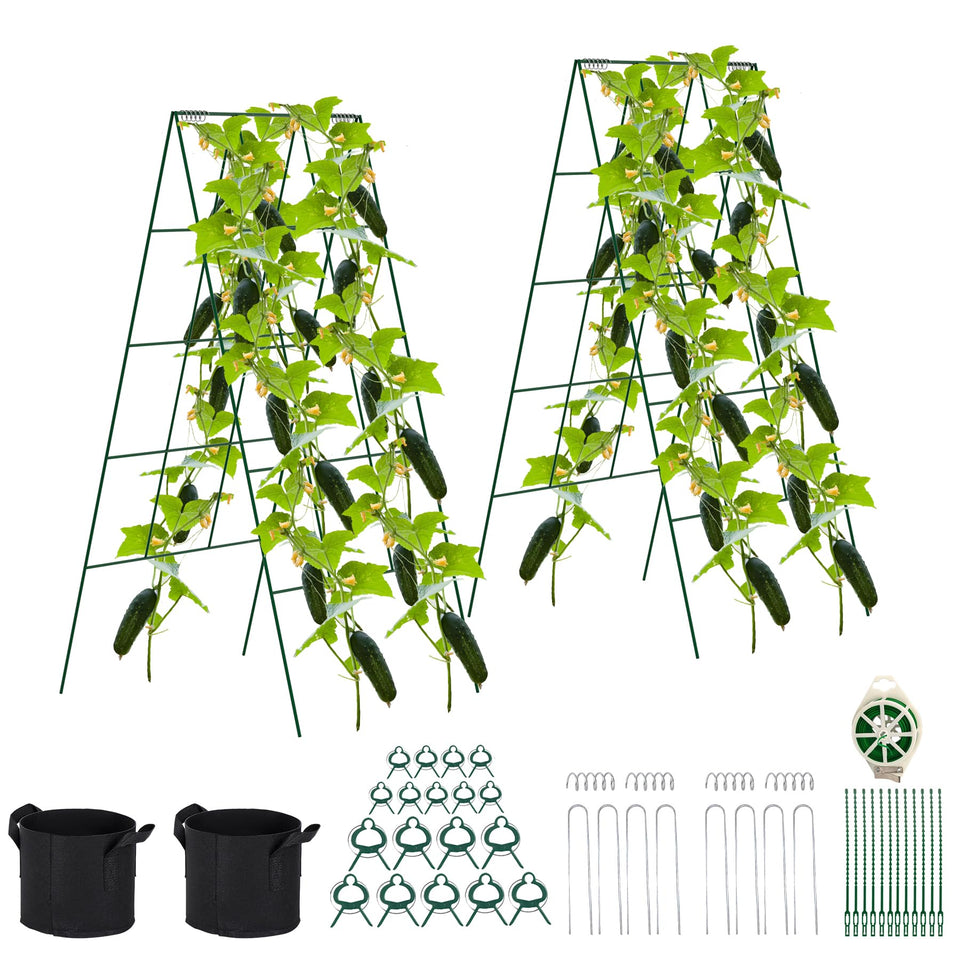 Toriexon foldable cucumber trellis 2-pack assembled supports climbing plants for a tidy garden