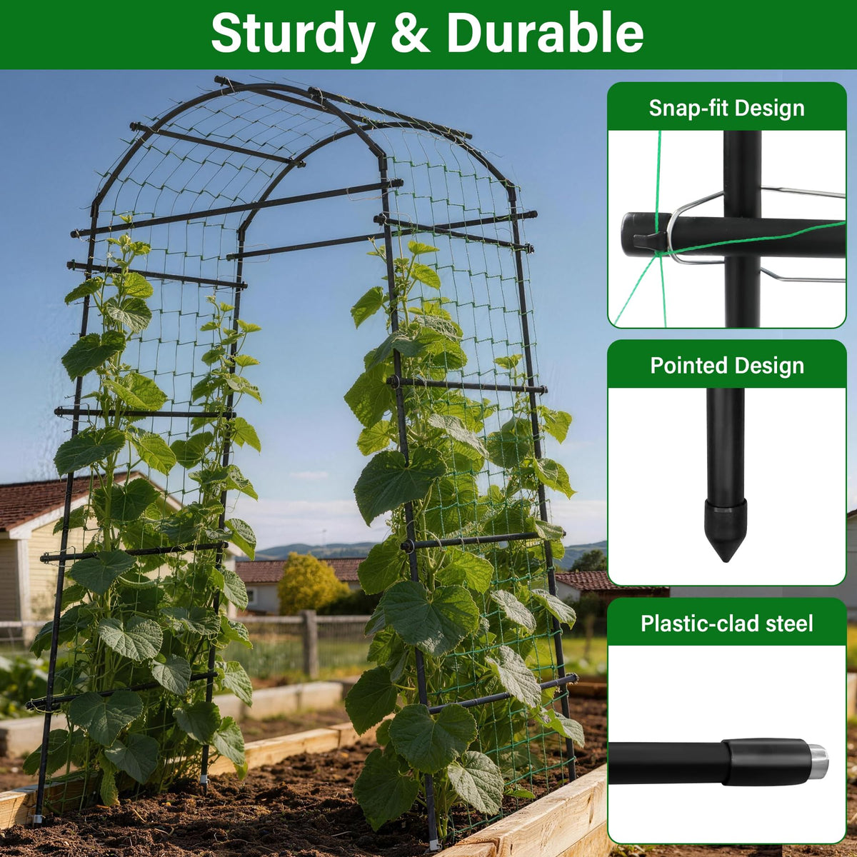 Toriexon garden arch trellis adjustable width helps fit different beds.