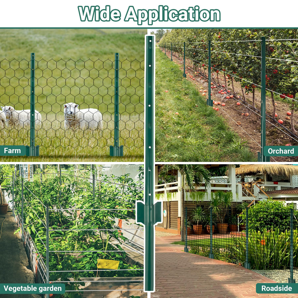 Toriexon garden fence U-post serves as corner anchor or gate post.