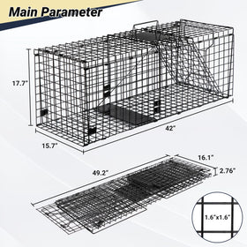 Toriexon Humane Large Animal Trap side view highlights durable, long-lasting framing