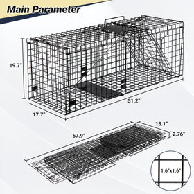 Toriexon humane large trap door secure lock shows enhanced security during release.