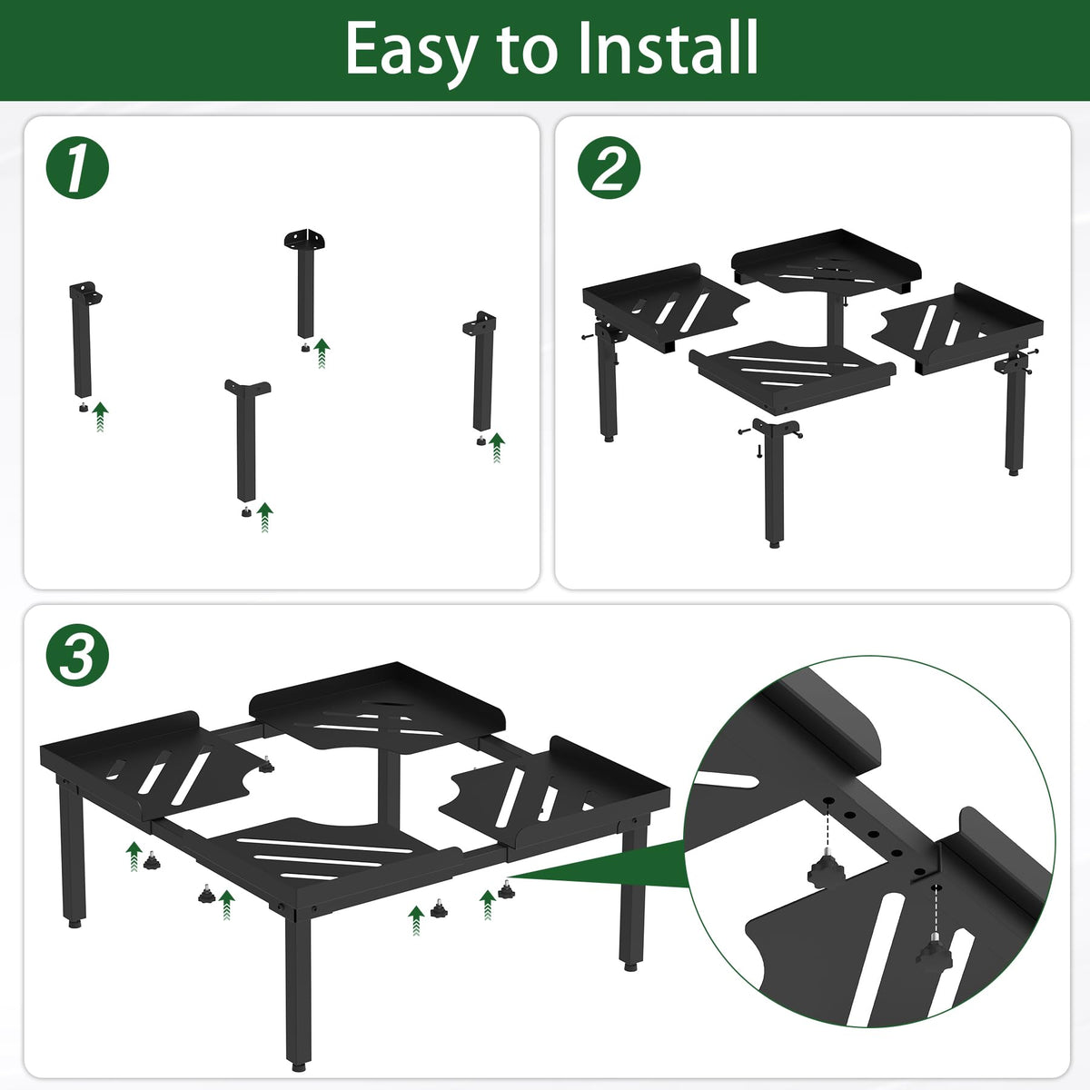 Toriexon simple no-hassle setup without blocks or pallets