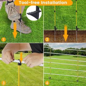 Toriexon no-tools installation enabling fast temporary fencing setup