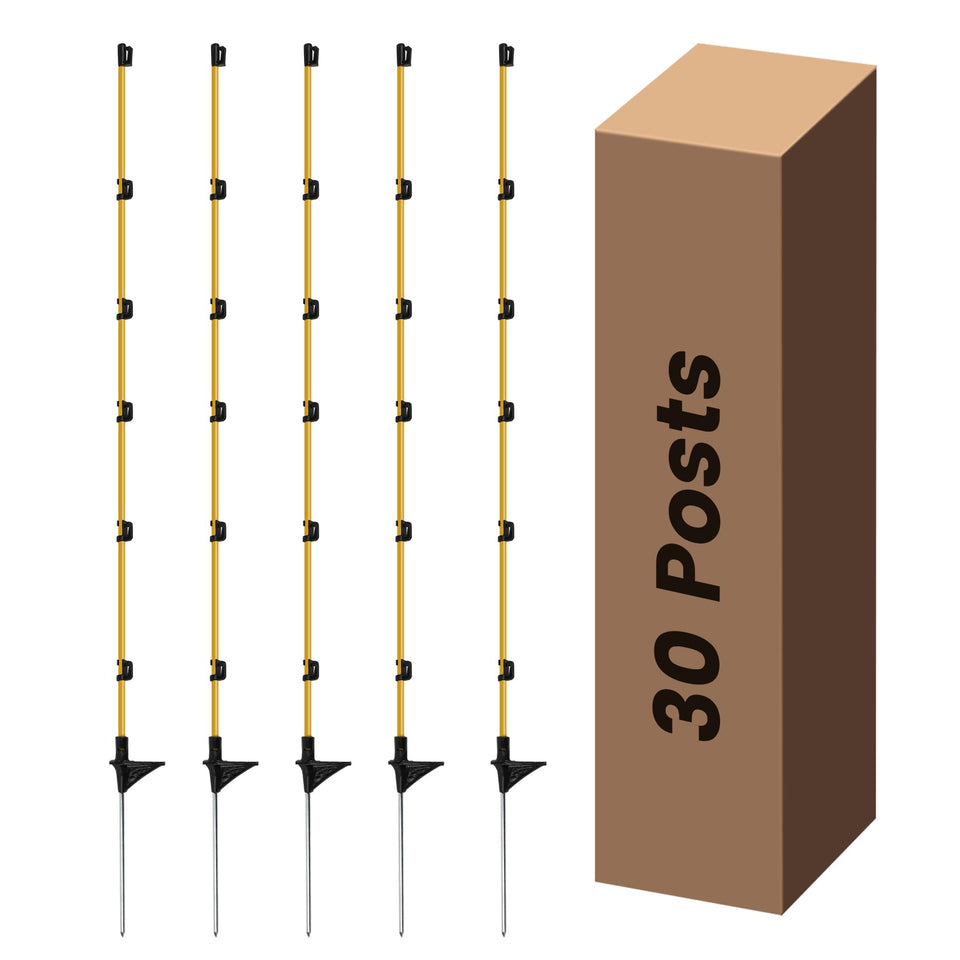 Toriexon 38 inch step-in post being installed in soil for quick ground setup