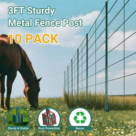 Toriexon U-post with attachment tabs for quick rolled fence mounting.