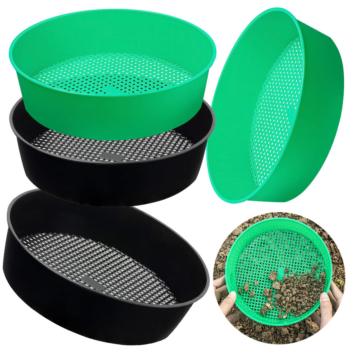TORINALITAL garden sifter four-pack for rapid soil screening