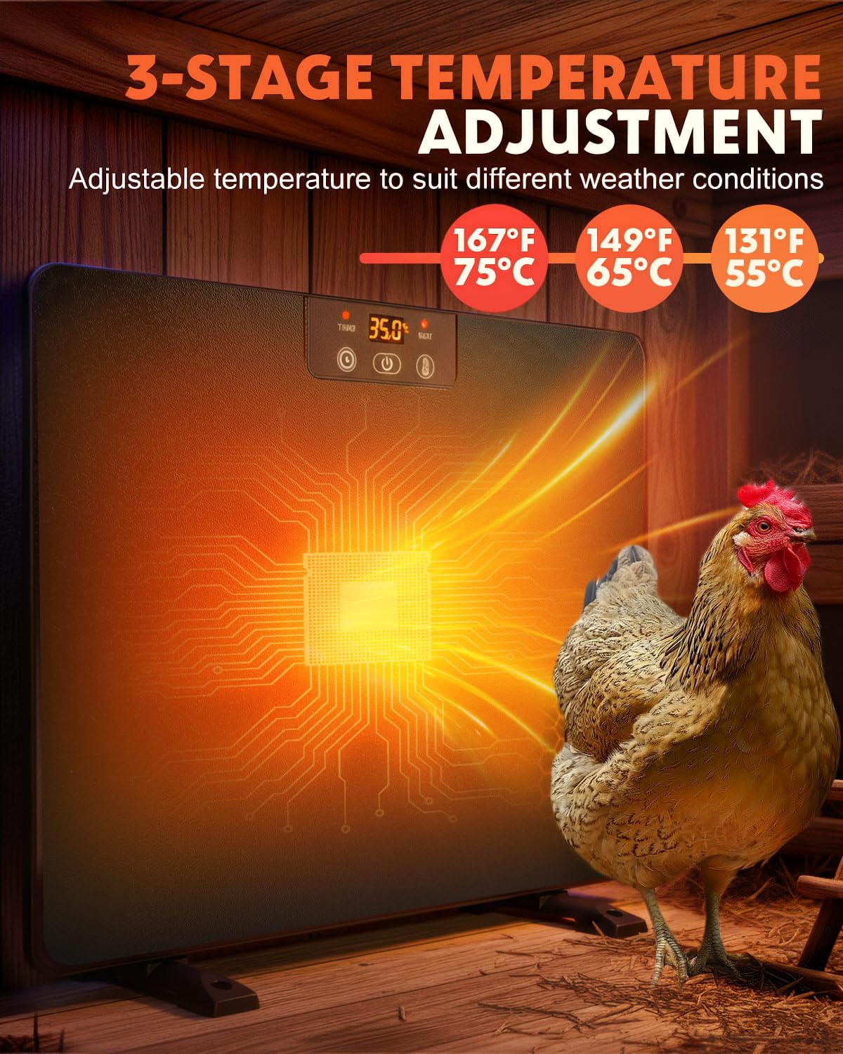 Torlaist brooder heater panel top view highlights slim profile for easy placement.