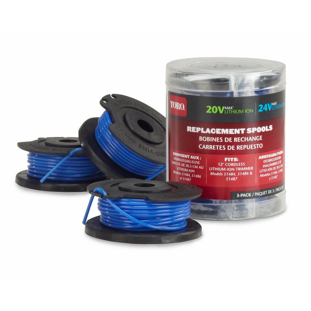 Toro 88524 replacement spools with auto-feed for quick, tool-free refills on compatible trimmers.