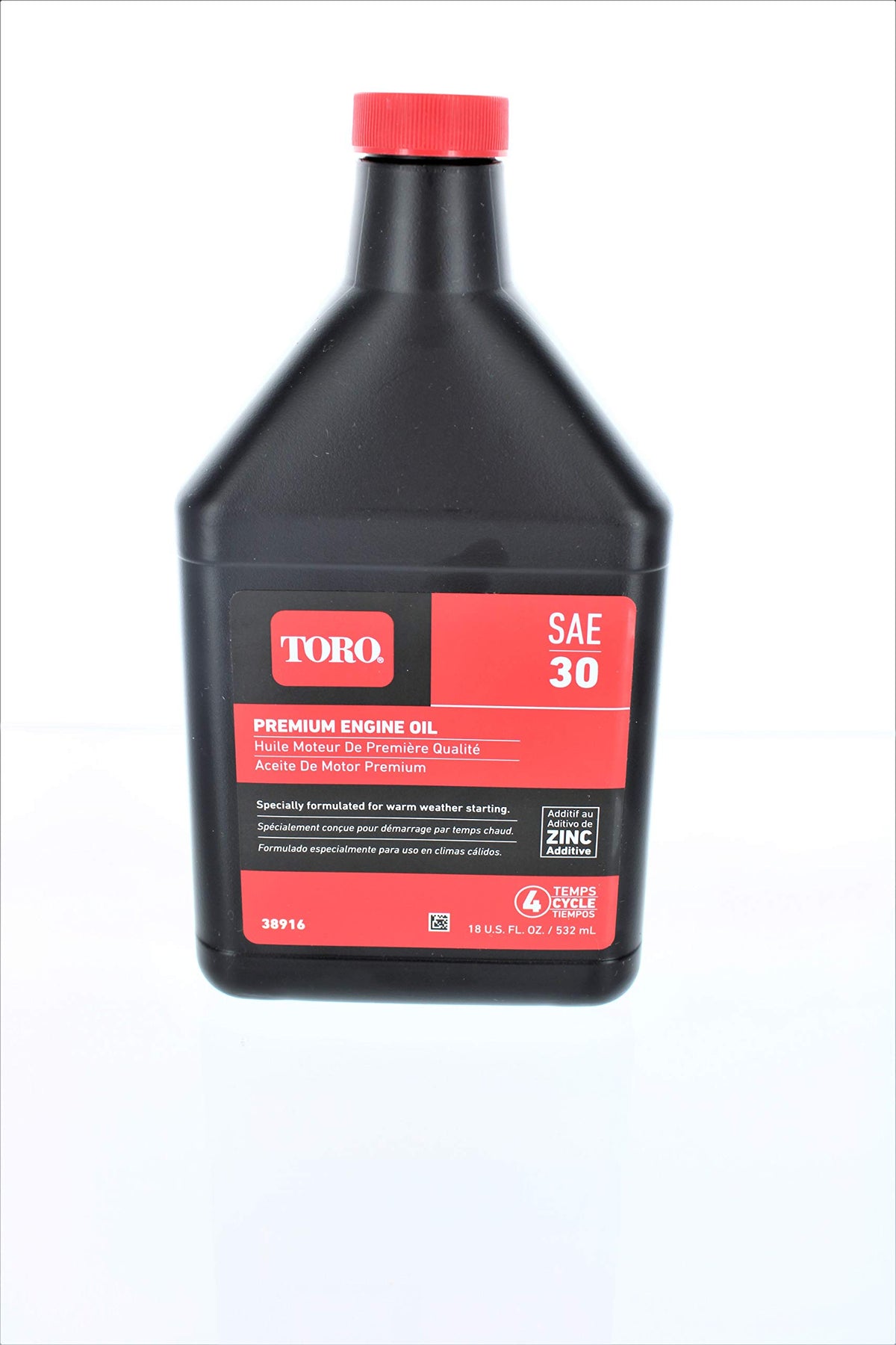 Toro LWNMR oil SAE30 18oz bottle ready for smooth engine lubrication.