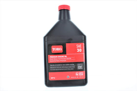 Toro LWNMR oil storage on a shelf for ready use.