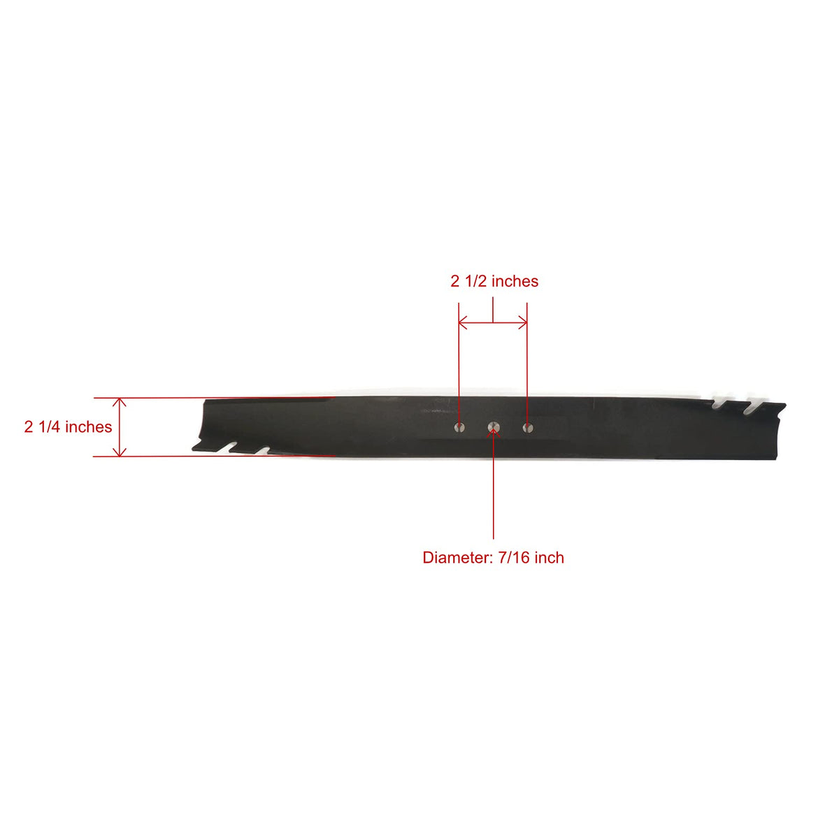 Close-up of Toro tooth mulcher blade teeth for efficient cutting.